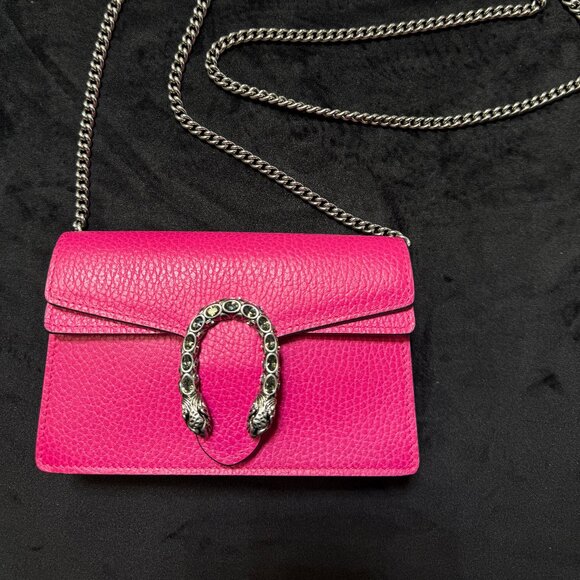 Gucci Dionysus Super Mini Pink Leather Crossbody Bag - Picture 1 of 7